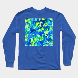 Bubble Abstract Blue and Yellow Long Sleeve T-Shirt